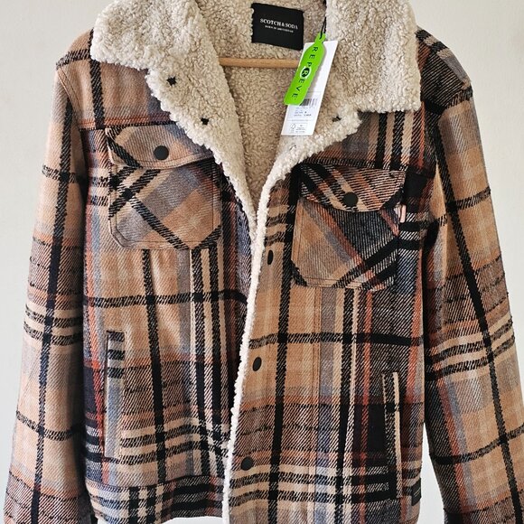 Scotch & Soda Plaid Shearling Jacket (M) - Picture 3 of 8